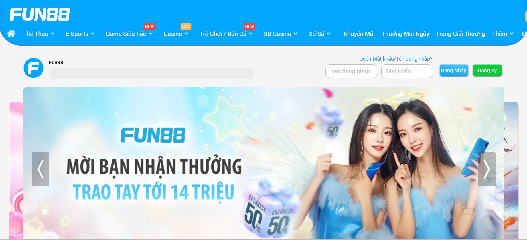 Người chơi cần truy cập vào trang chủ của Fun88 