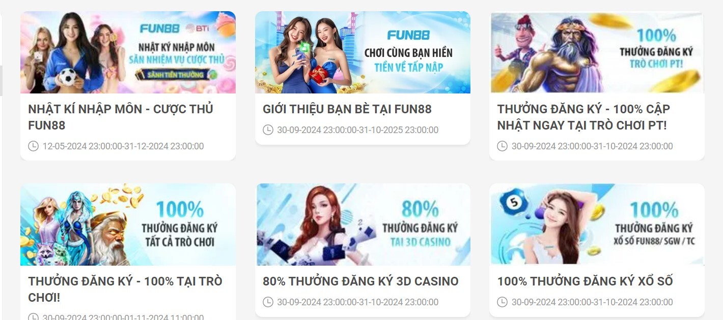 Tổng hợp khuyến mãi của Fun88 dành cho thành viên mới