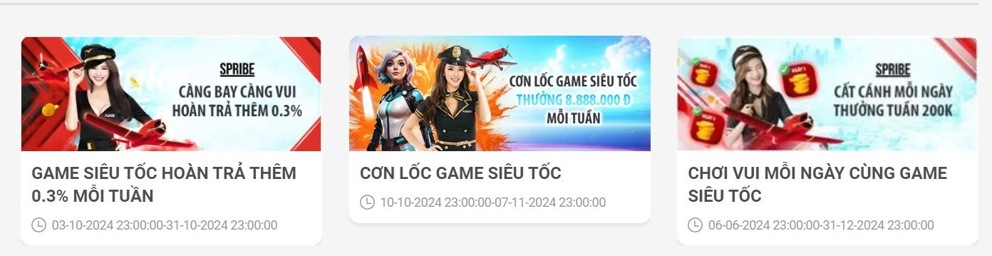 Tổng hợp 3 khuyến mãi của chuyên mục game siêu tốc